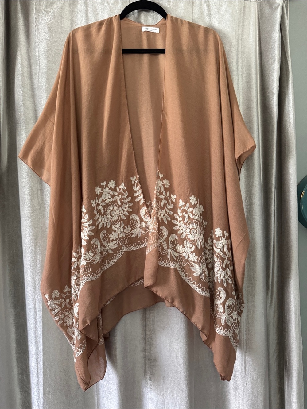 ChicSoul Soft Tan Open Shawl with Clean Lines